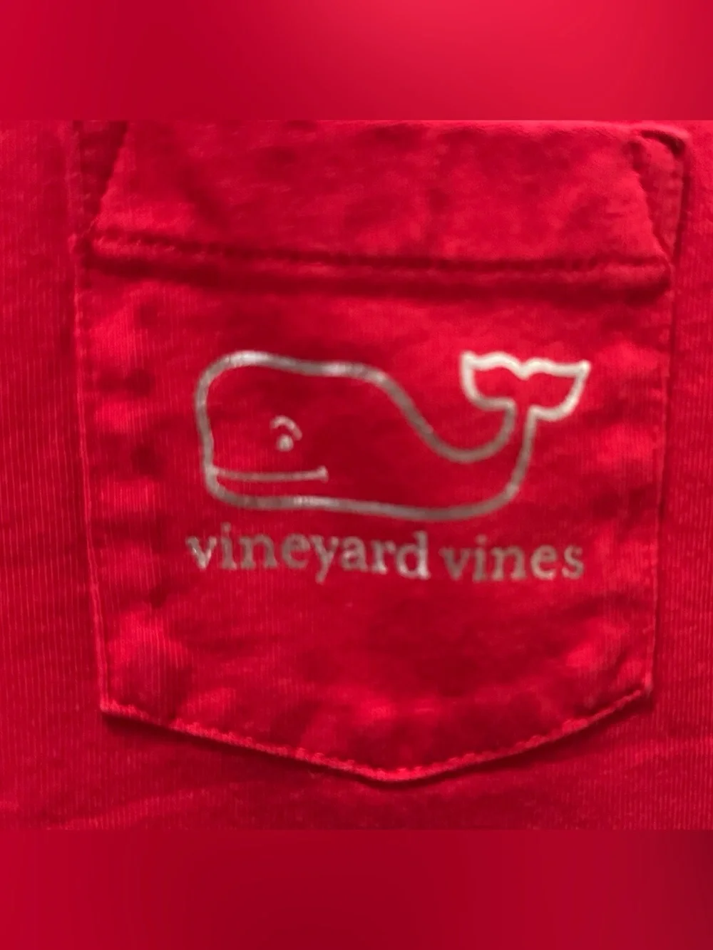 Vineyard Vines kids Vintage Whale Long-Sleeve Pocket Tee size XL Red